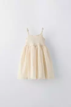 Платье из комбинированного тюля ZARA, экрю