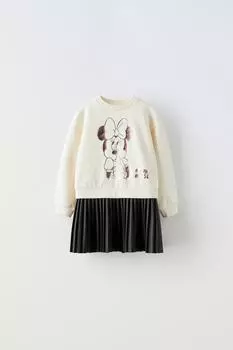 Платье из кожи минни маус disney ZARA, экрю