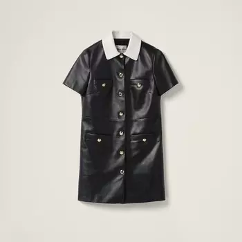 Платье из кожи наппа Miu Miu, черный