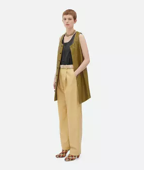 Платье из кожи в технике интрреччиато Bottega Veneta