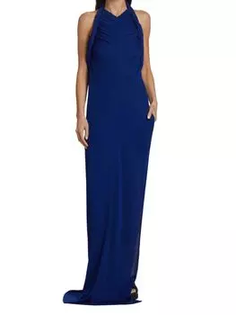 Платье из креп-джерси с воротником-халтер Proenza Schouler, кобальт