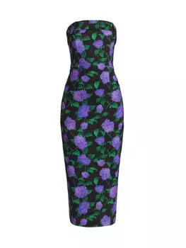 Платье из крепа без бретелек с цветочным принтом Isa Sachin & Babi, фиолетовый