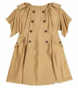 Платье из крепа Burberry Kids, бежевый