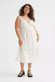 Платье из крепа H&amp;M, белый/маленькие цветы