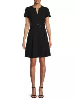 Платье из крепа с аквалангом и поясом Karl Lagerfeld Paris Black