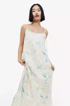 Платье из крепа с бретелями и кружевами H&M, бежевый