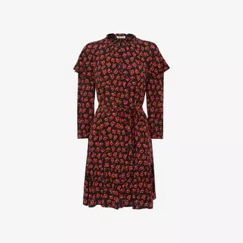 Платье из крепа с цветочным принтом и оборками Whistles, мультиколор