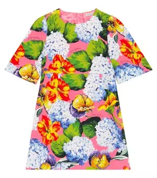 Платье из крепа с цветочным принтом Dolce&Gabbana, разноцветный