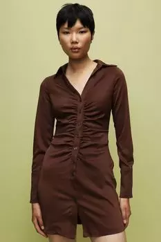 Платье из крепа с драпировкой H&M, темно коричневый