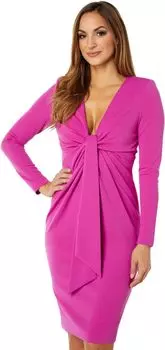 Платье из крепа с глубоким вырезом и V-образным вырезом Badgley Mischka, цвет Hot Fuchsia