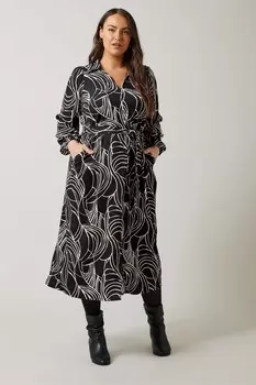 Платье из крепа с линейным принтом красного цвета Evans, черный