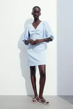 Платье из крепа с объемными рукавами H&M