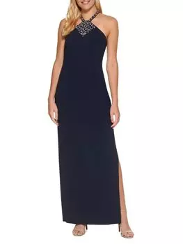 Платье из крепа с пайетками Vince Camuto, темно-синий