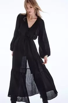 Платье из крепа с поясом H&M, черный