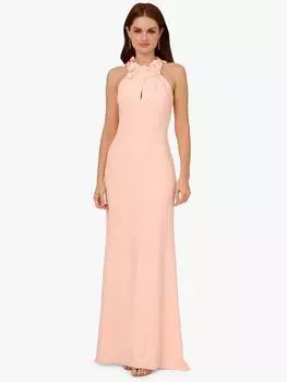 Платье из крепа с розеткой на шее Adrianna Papell, цвет Peach Kiss