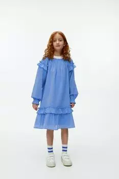 Платье из крепа с рюшами Arket, синий