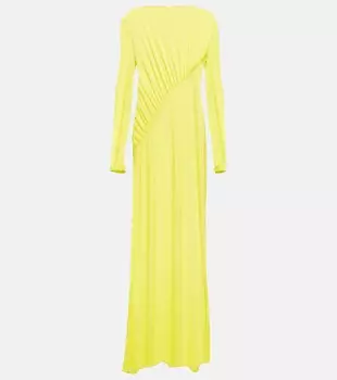 Платье из крепа с рюшами SAINT LAURENT, желтый