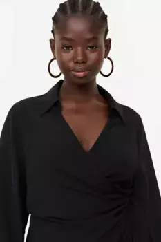 Платье из крепа с трансфером H&M, черный