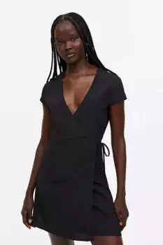 Платье из крепа с трансфером H&M, черный