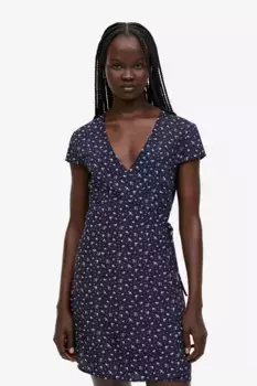 Платье из крепа с трансфером H&M, синий