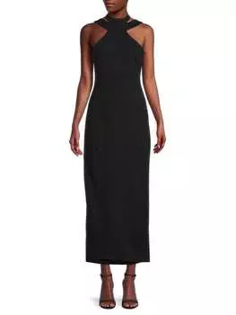 Платье из крепа с вырезом холтер Bebe Black