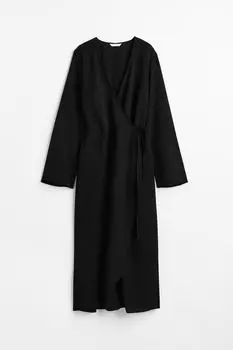 Платье из крепа с запахом H&amp;M, черный