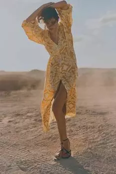 Платье из крепа с завязывающимся поясом H&M, мультиколор