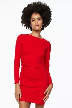 Платье из крепа со сборками H&amp;M, красный