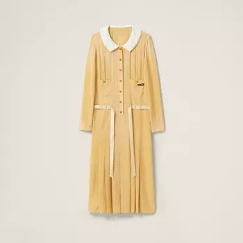 Платье из крепдешина окрашенное в готовой одежде Miu Miu, желтый