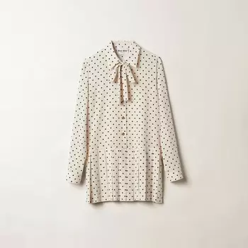 Платье из крепдешина с принтом Miu Miu, белый