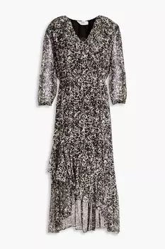 Платье из крепона с принтом Erym и оборками BA&SH, черный