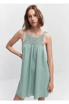 Платье из кружева Mango, зеленый