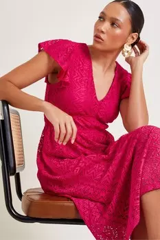 Платье из кружевного джерси Lo Monsoon, розовый