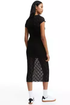 Платье из кружевного трикотажа H&M, черный