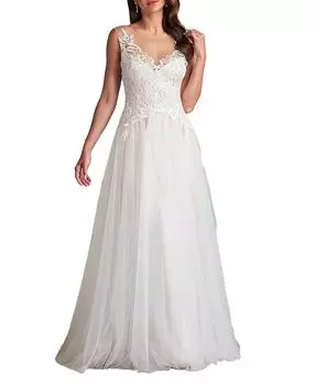 Платье из кружевного тюля Jardine Tadashi Shoji, слоновая кость/кремовый