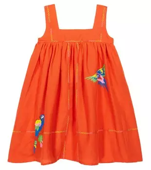 Платье из льна и хлопка Stella McCartney Kids, красный