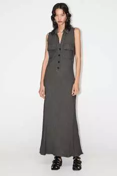Платье из льна ZARA, серый