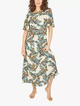 Платье из льняной смеси rene feckless с перьями Traffic People, кремовый/разноцветный