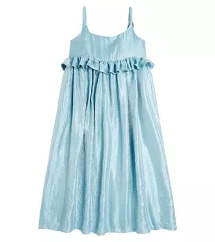 Платье из ламе с оборками Caroline Bosmans, синий