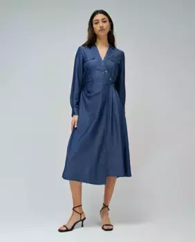 Платье из легкого денима с длинными рукавами Salsa Jeans, синий