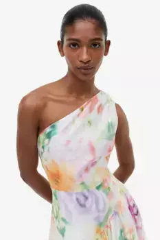 Платье из лиоцелла на одно плечо H&M, бежевый