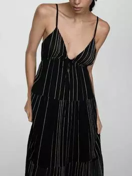 Платье из мальтийской вышивки Mango, черный