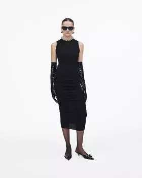 Платье из мериносовой шерсти в рубчик Marc Jacobs, черный