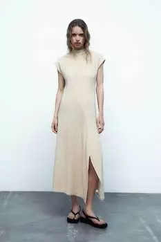 Платье из металлической нити ZARA, бледно-розовый