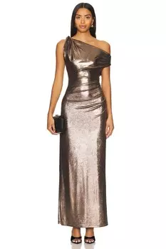 Платье из металлизированного джерси x revolve nyra Misha, золотой