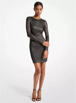 Платье из металлизированного жатого жаккарда Michael Kors, мультиколор