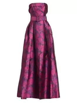 Платье из микадо с цветочным принтом Brielle без бретелек Sachin & Babi, цвет magenta bloom