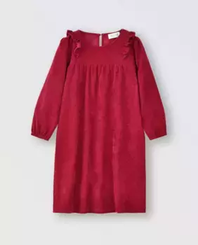 Платье из микровельвета для девочки с рюшами Mini Molly, бордовый
