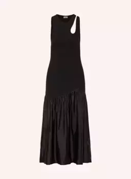 Платье из микса материалов с вырезом Sandro, черный