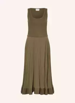 Платье из микса материалов со складками Claudie Pierlot, хаки
